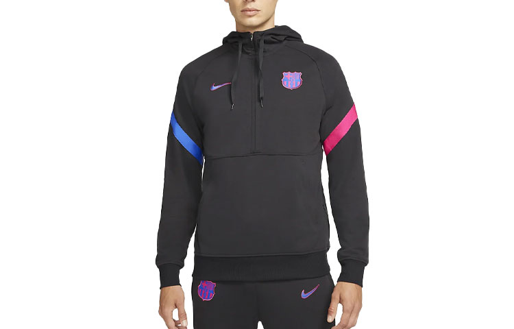 Nike Barcelona Half-Zip Quick-Dry Pullover Hoodie Men’s Black Logo Print DB7814-014 圖 2
