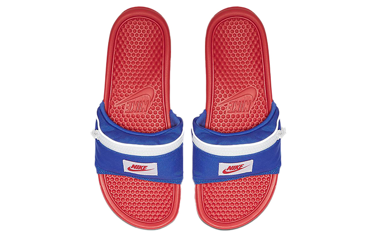 Lookbook Nike Benassi JDI 腰包 版口袋 時尚休閒拼色拖鞋 白藍紅