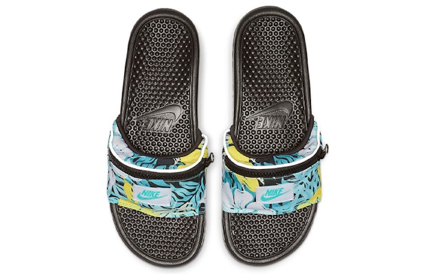 Nike Benassi JDI 腰包印花 口袋 時尚舒適 運動拖鞋 黑藍 Lookbook Nike Benassi JDI 腰包印花 口袋 時尚舒適 運動拖鞋 黑藍