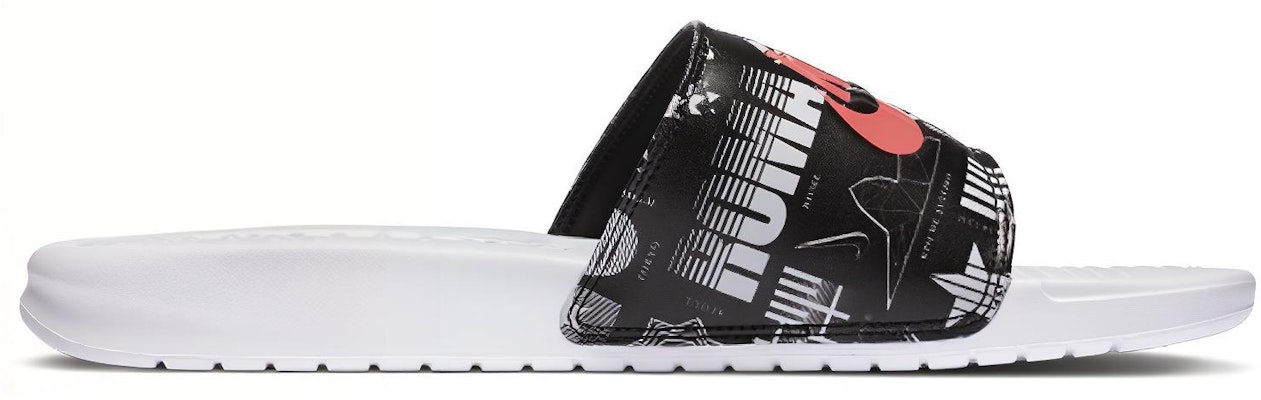 Nike Benassi JDI Print White Black Slippers 'White Black' 631261-107 Order Nike Benassi JDI Print White Black Slippers 'White Black' 631261-107
