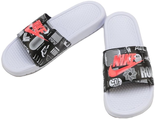 Nike Benassi JDI Print White Black Slippers 'White Black' 631261-107 Shop Nike Benassi JDI Print White Black Slippers 'White Black' 631261-107