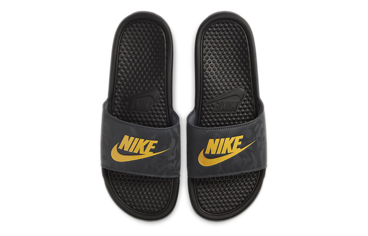Lookbook 耐克 Benassi 黑色迷彩橙色 拖鞋 343880-031
