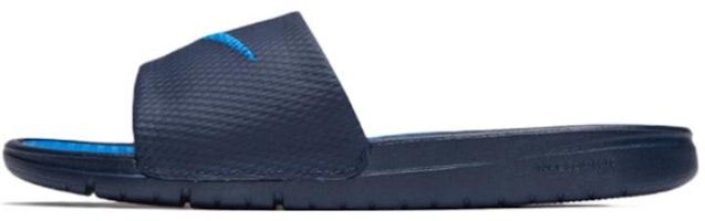 Nike Benassi Solarsoft Slide Sports Slippers Black Blue 431884-440 Nike Benassi Solarsoft Slide Sports Slippers Black Blue 431884-440