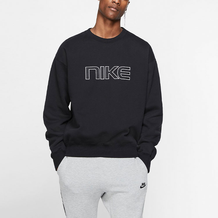 Lookbook Nike Big Letter Logo Pullover Sweatshirt Black AV8276-010