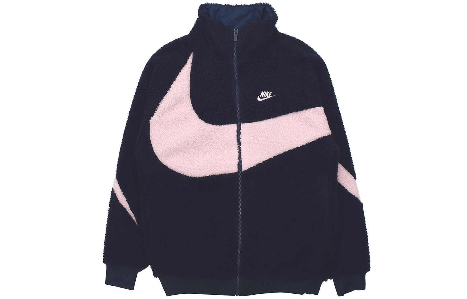 Nike Big Logo Sherpa Fleece Jacket - Obsidian Color DH2474-456