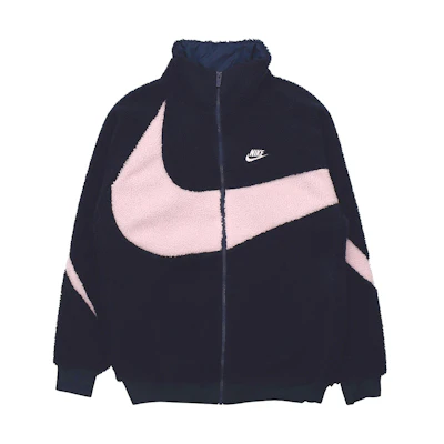 Nike Big Logo Sherpa Fleece Jacket - Obsidian Color DH2474-456