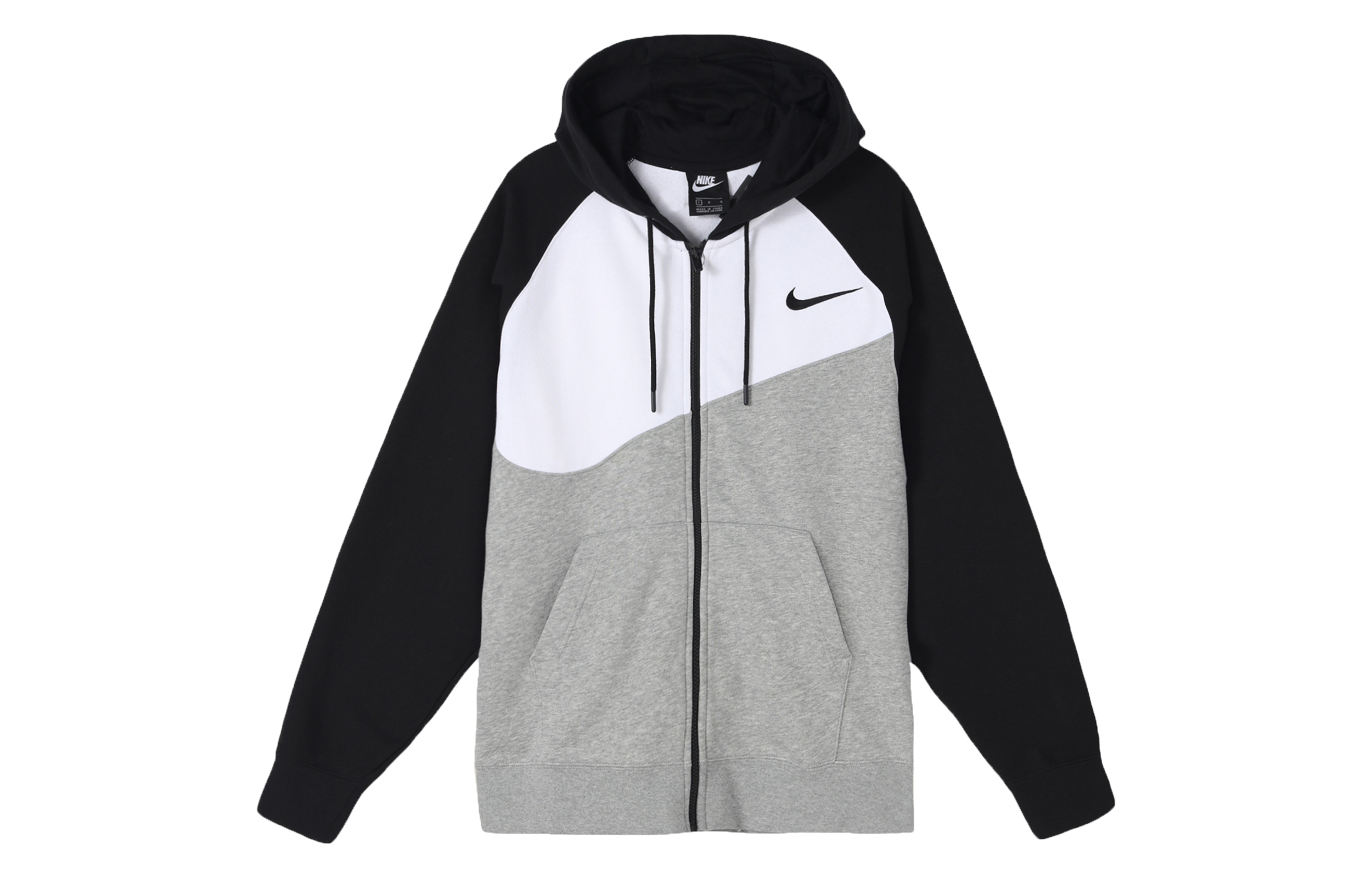 Nike Big Logo Zip-Up Hoodie Jacket Black/White/Grey BV5300-064