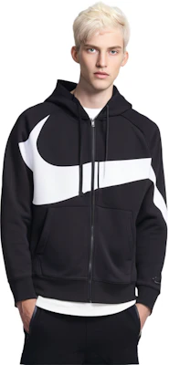 Nike Big Swoosh Hoodie Jaket Hitam dengan Resleting AR3085-010 Cheap Nike Big Swoosh Hoodie Jaket Hitam dengan Resleting AR3085-010