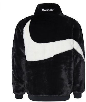 Nike Big Swoosh Faux Fur Zip-Up Jacket Black Mens. FB7664-010 Lookbook Nike Big Swoosh Faux Fur Zip-Up Jacket Black Mens. FB7664-010