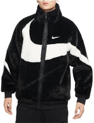 Nike Big Swoosh Faux Fur Zip-Up Jacket Black Mens. FB7664-010 Shop Nike Big Swoosh Faux Fur Zip-Up Jacket Black Mens. FB7664-010