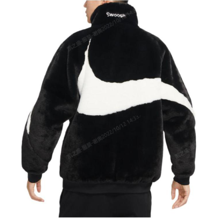 Purchase Nike Big Swoosh Faux Fur Zip-Up Jaket Hitam Lelaki. FB7664-010