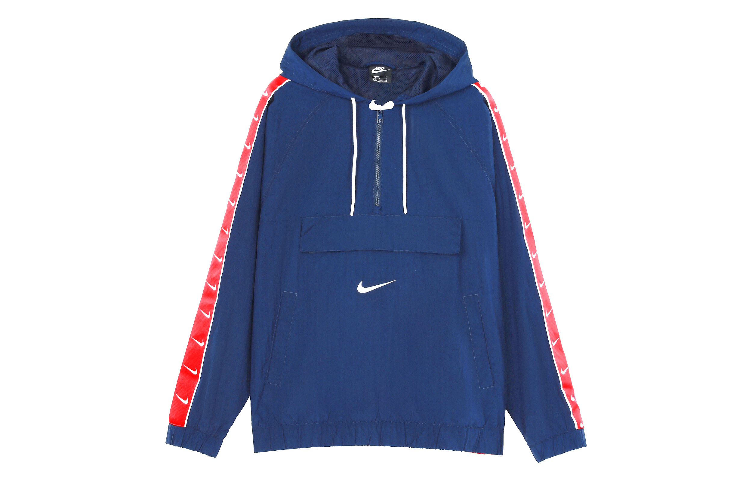 Nike Big Swoosh Half-Zip Colorblock Jacket Hoodie Blue/Red CV9168-451