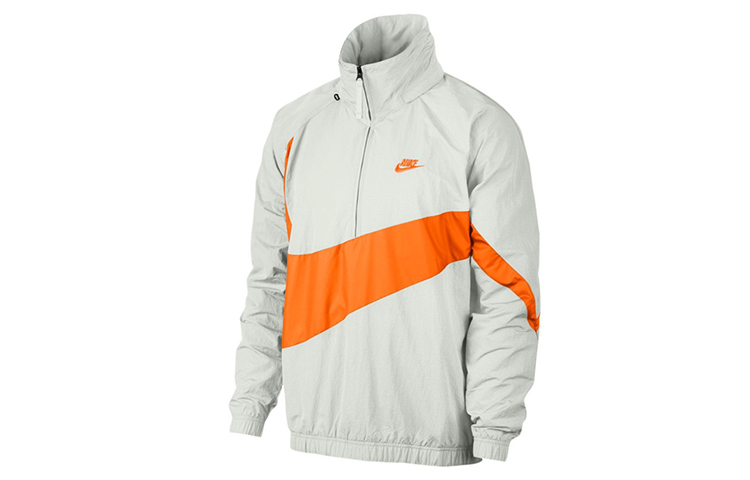 Order Nike Big Swoosh Half-Zip Jacket White Orange AJ1404-123