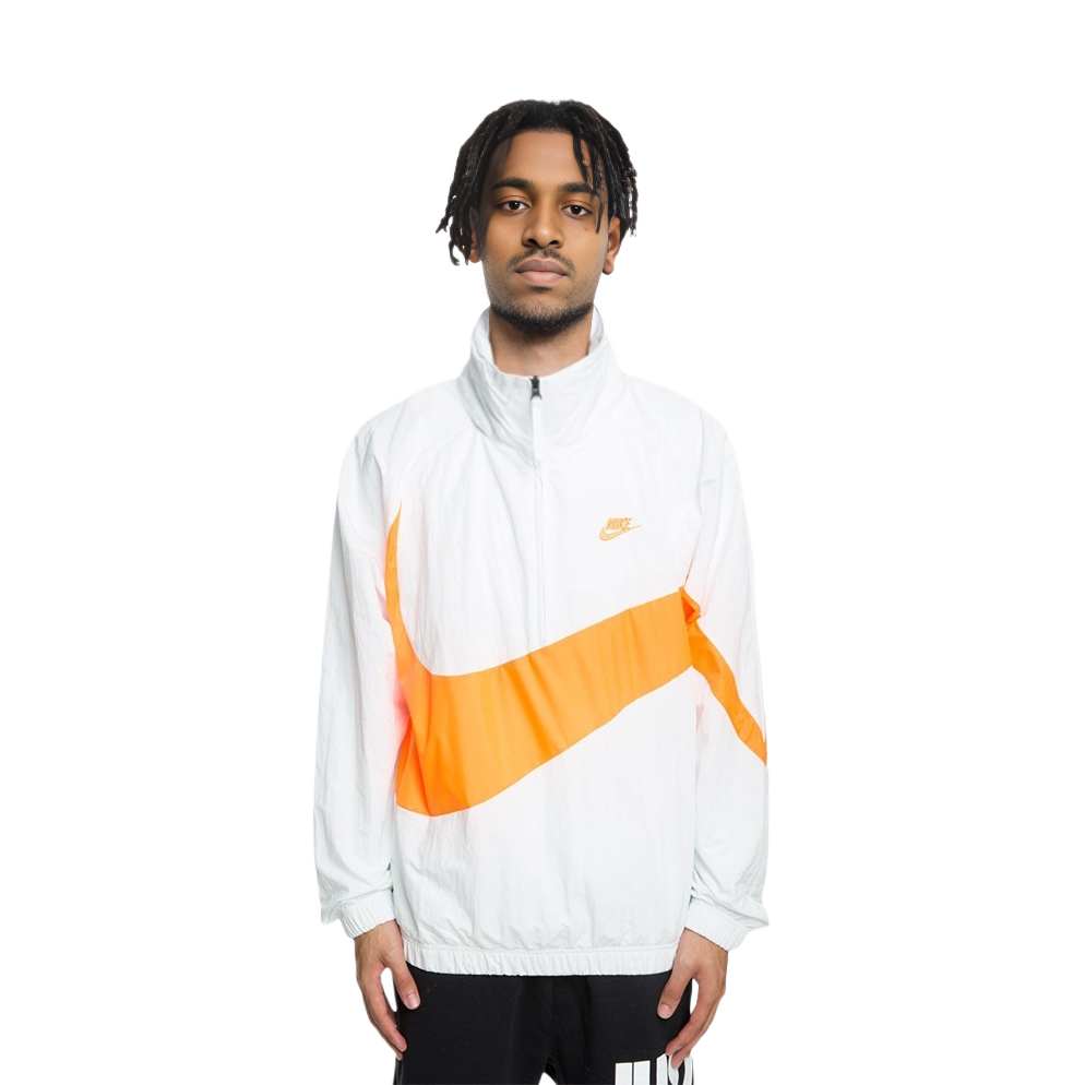 Shop Nike Big Swoosh Half-Zip Jacket White Orange AJ1404-123
