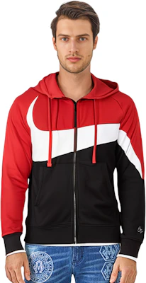 Nike Big Swoosh Retro Colorblock Hoodie with Zipper for Men AR3085-657 Details for Nike Big Swoosh Retro Colorblock Hoodie with Zipper for Men AR3085-657