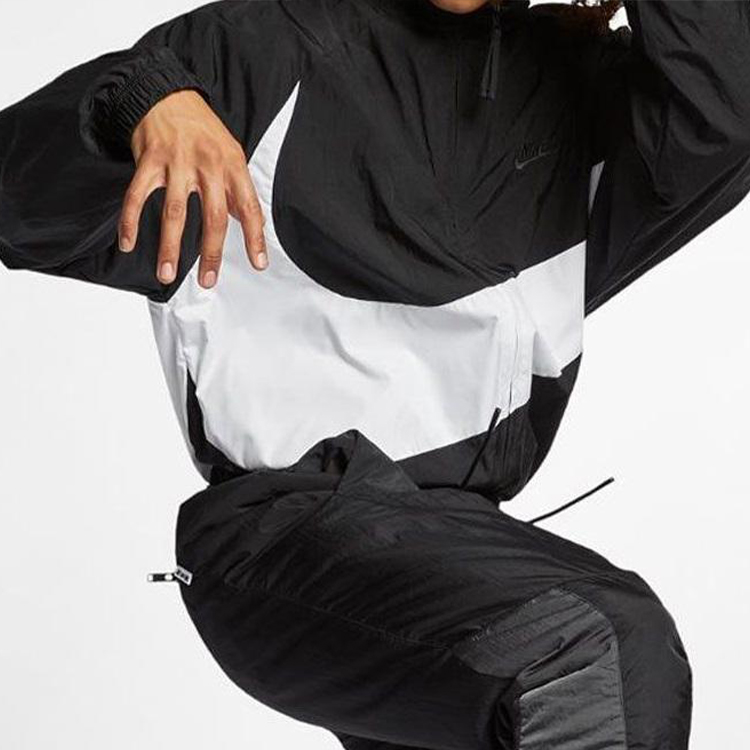Sizing 耐克大勾复古拼色运动夹克黑色运动外套 AR3132-010