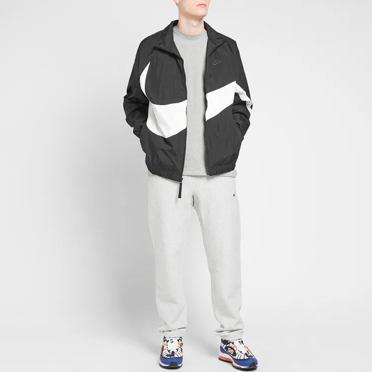 Cheap 耐克大勾复古拼色运动夹克黑色运动外套 AR3132-010