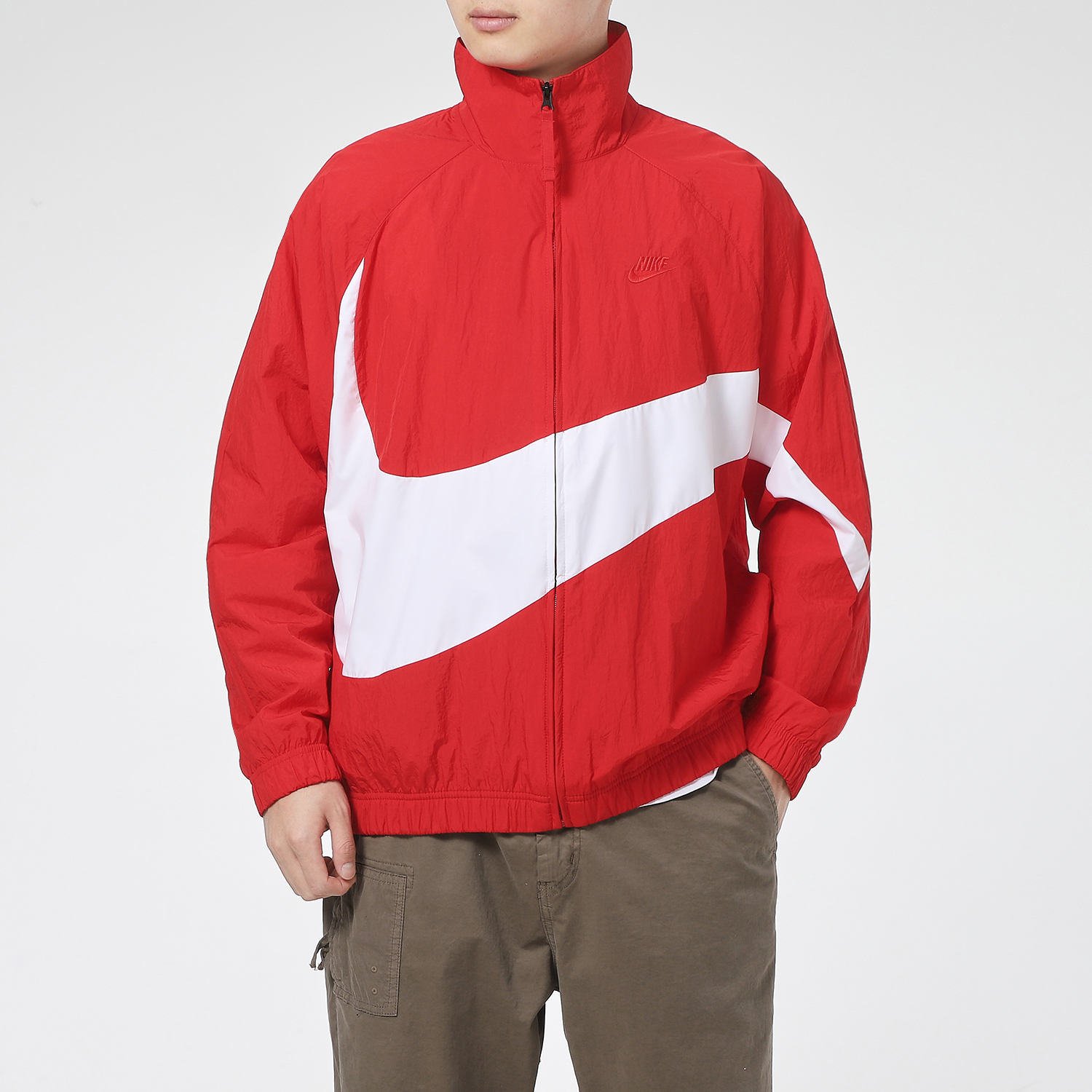 Shop Jaket Nike Big Swoosh Retro Sportswear Full-Zip Merah Pria Musim Semi AR3133-658