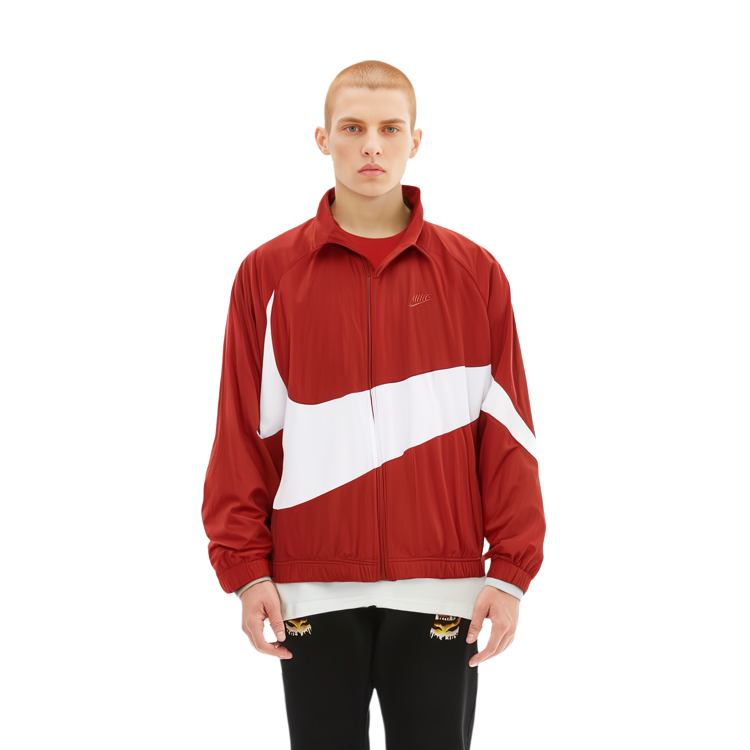 Cheap Jaket Nike Big Swoosh Retro Sportswear Full-Zip Merah Pria Musim Semi AR3133-658