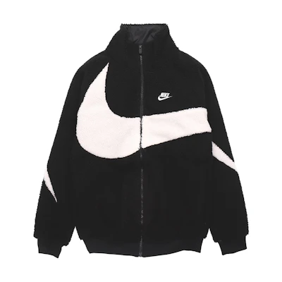 Nike Big Swoosh Sherpa Fleece Jacket Black White DH2474-011