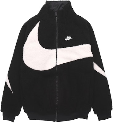 Nike Big Swoosh Sherpa Fleece Jacket Black White DH2474-011 Order Nike Big Swoosh Sherpa Fleece Jacket Black White DH2474-011