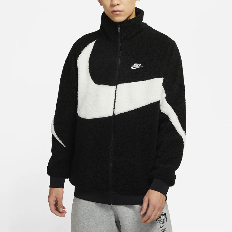 Purchase Nike Big Swoosh Sherpa Fleece Jacket Black White DH2474-011