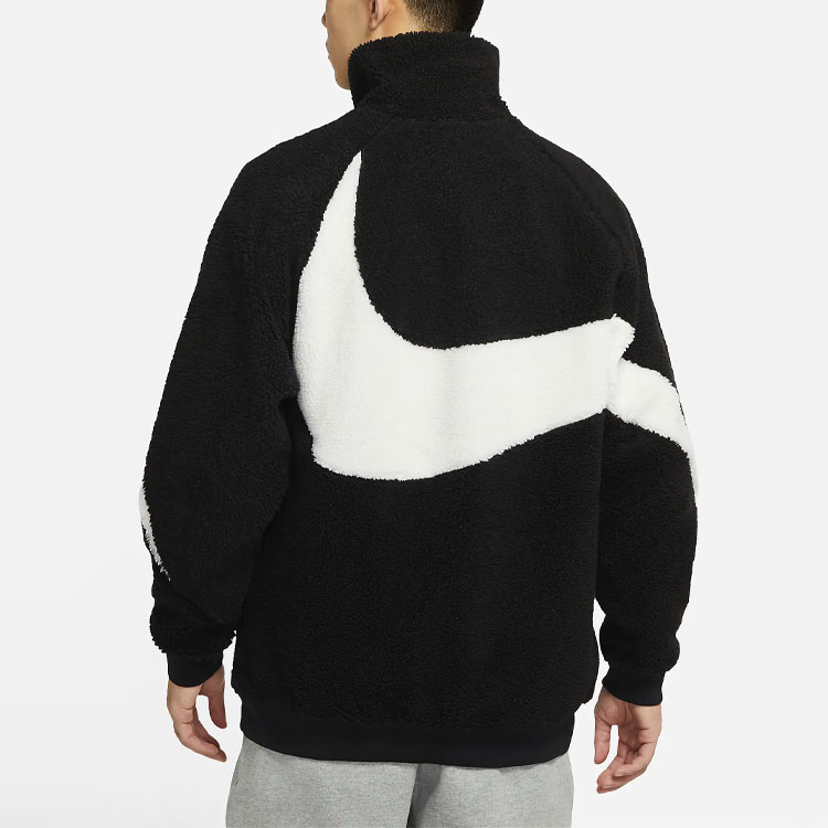 Details for Nike Big Swoosh Sherpa Fleece Jacket Black White DH2474-011