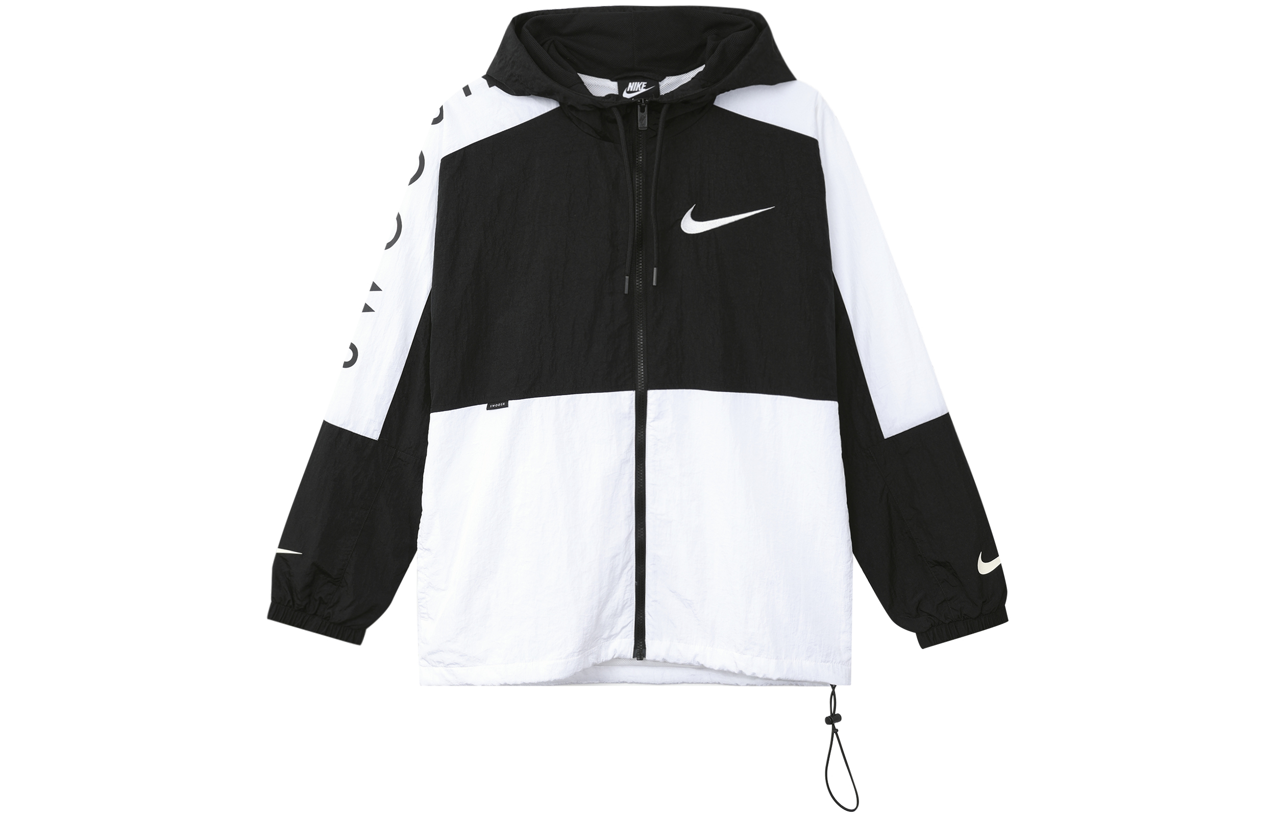 windbreaker jacket nike black and white