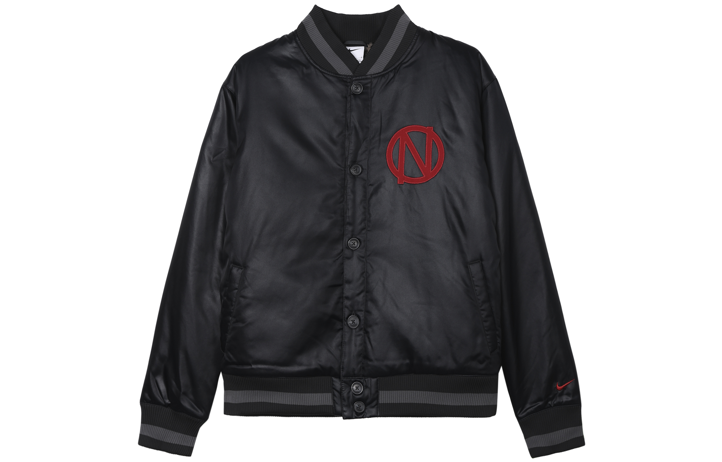 Nike Black Alphabet Pattern Button-Up Warm Jacket DQ6204-045