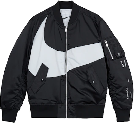 Nike 黑色拼接刺繡Logo男士飛行外套拉鍊夾克 DR7021-010 Order Nike 黑色拼接刺繡Logo男士飛行外套拉鍊夾克 DR7021-010