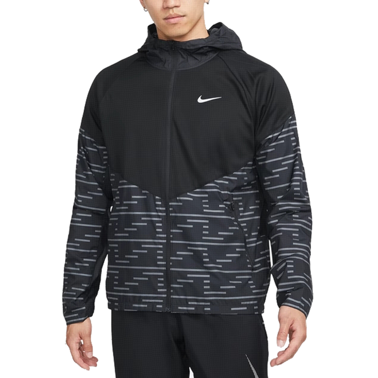 Nike Black Colorblock Running Training Jacket with Hoodie DD6103-010