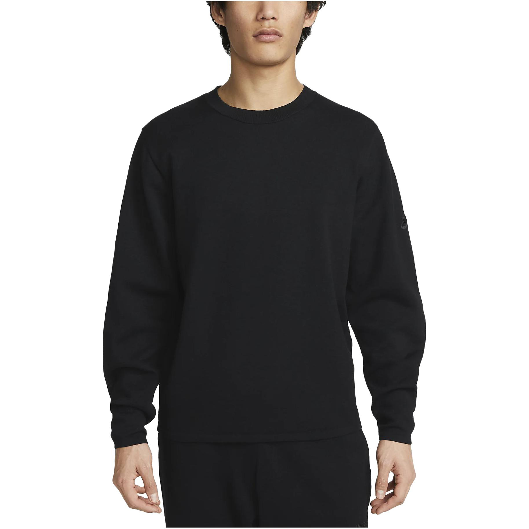 Shop Nike Black Crewneck Pullover Sweatshirt with Embroidered Lettering DV9975-010