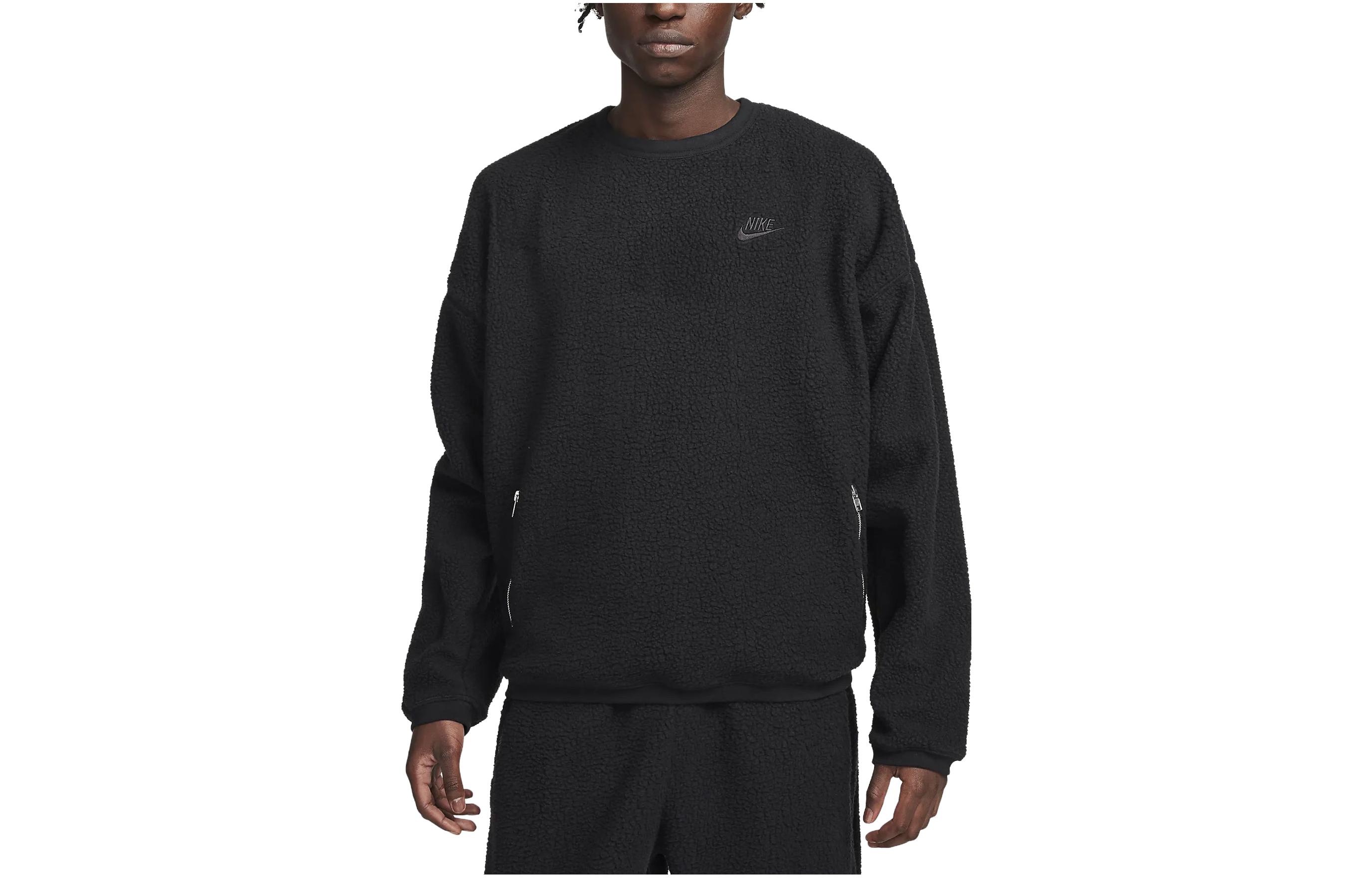 Nike Black Crewneck Sweatshirt with Casual Loose Fit and Letter Print FB8378-010