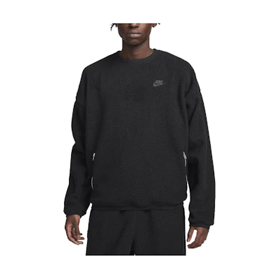Nike Black Crewneck Sweatshirt with Casual Loose Fit and Letter Print FB8378-010