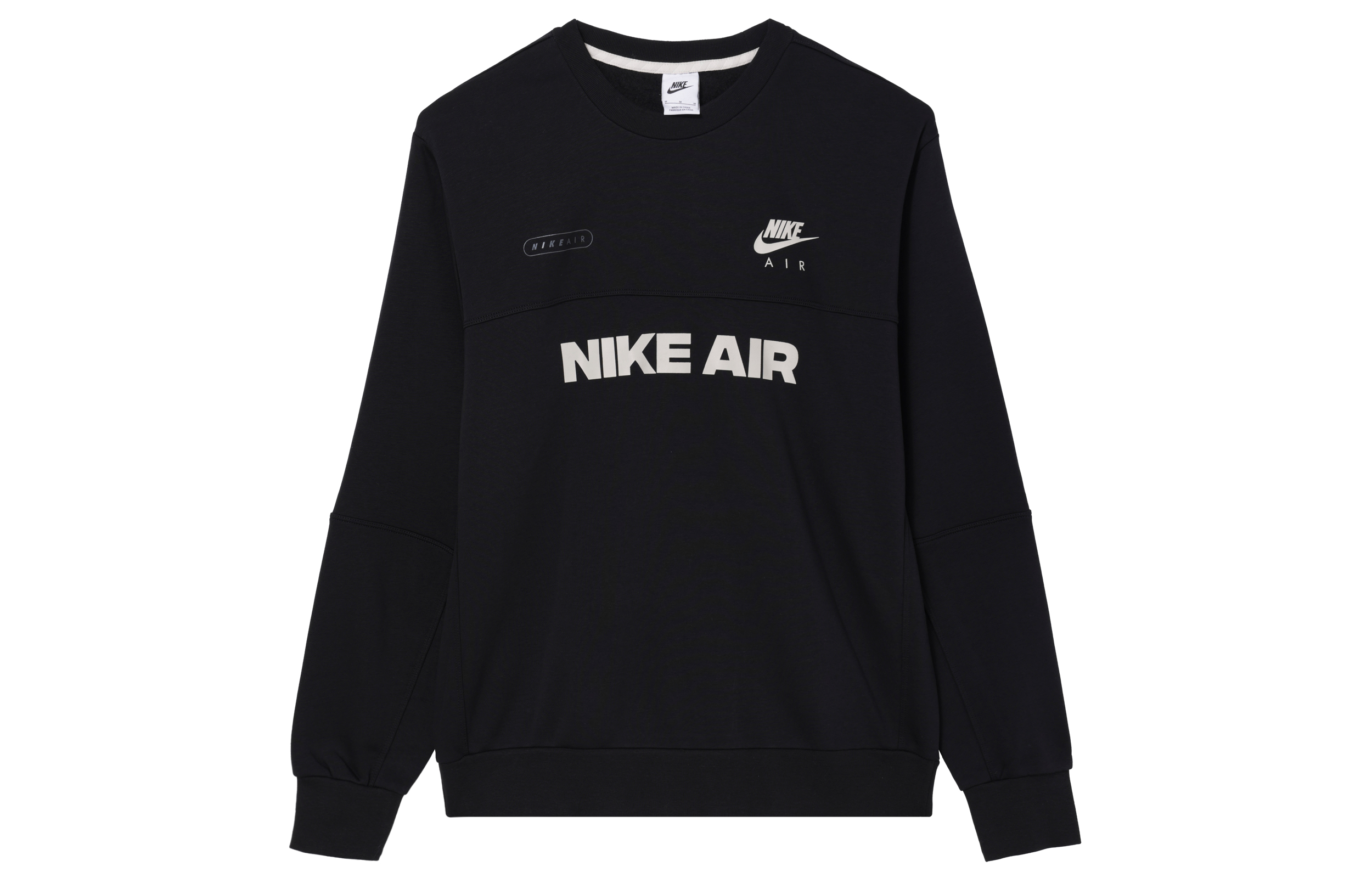 Nike Black Crewneck Sweatshirt with Letter Print Long Sleeves DM5207-010