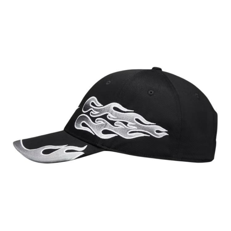 Nike Black Embroidered Flame Pattern Cotton Cap Unisex Couple Design. IH9258-010