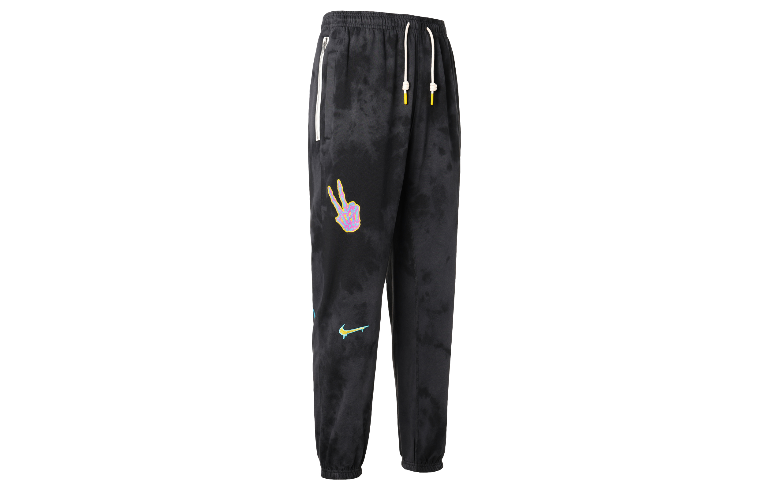 Nike Black Fleece-Lined Graffiti Embroidered Basketball Knit Pants CU3624-010