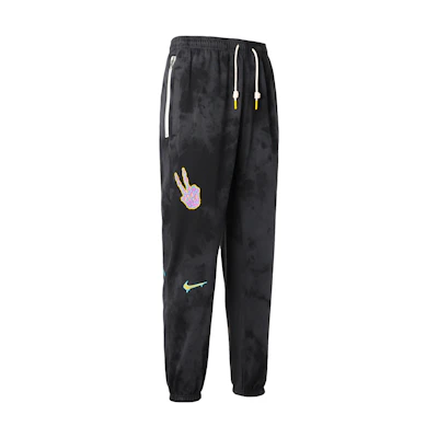 Nike Black Fleece-Lined Graffiti Embroidered Basketball Knit Pants CU3624-010