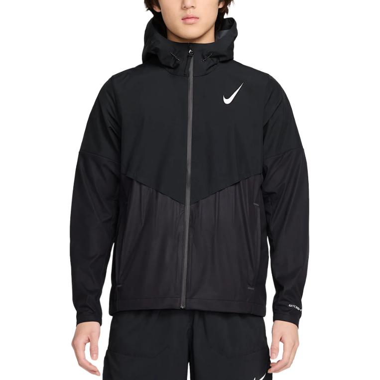 Nike Black Hooded Logo Print Zip-Up Breathable Running Jacket FZ9040-010 圖 2