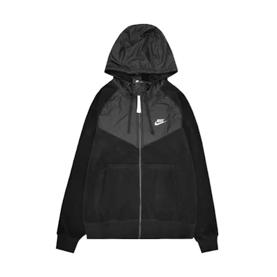 Nike Black Hoodie Jacket with Logo Embroidery and Kangaroo Pocket CJ4542-010
