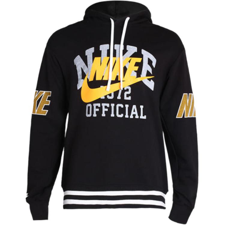 Nike Black Hoodie with Large Logo Embroidery and American Style Design DD6169-010