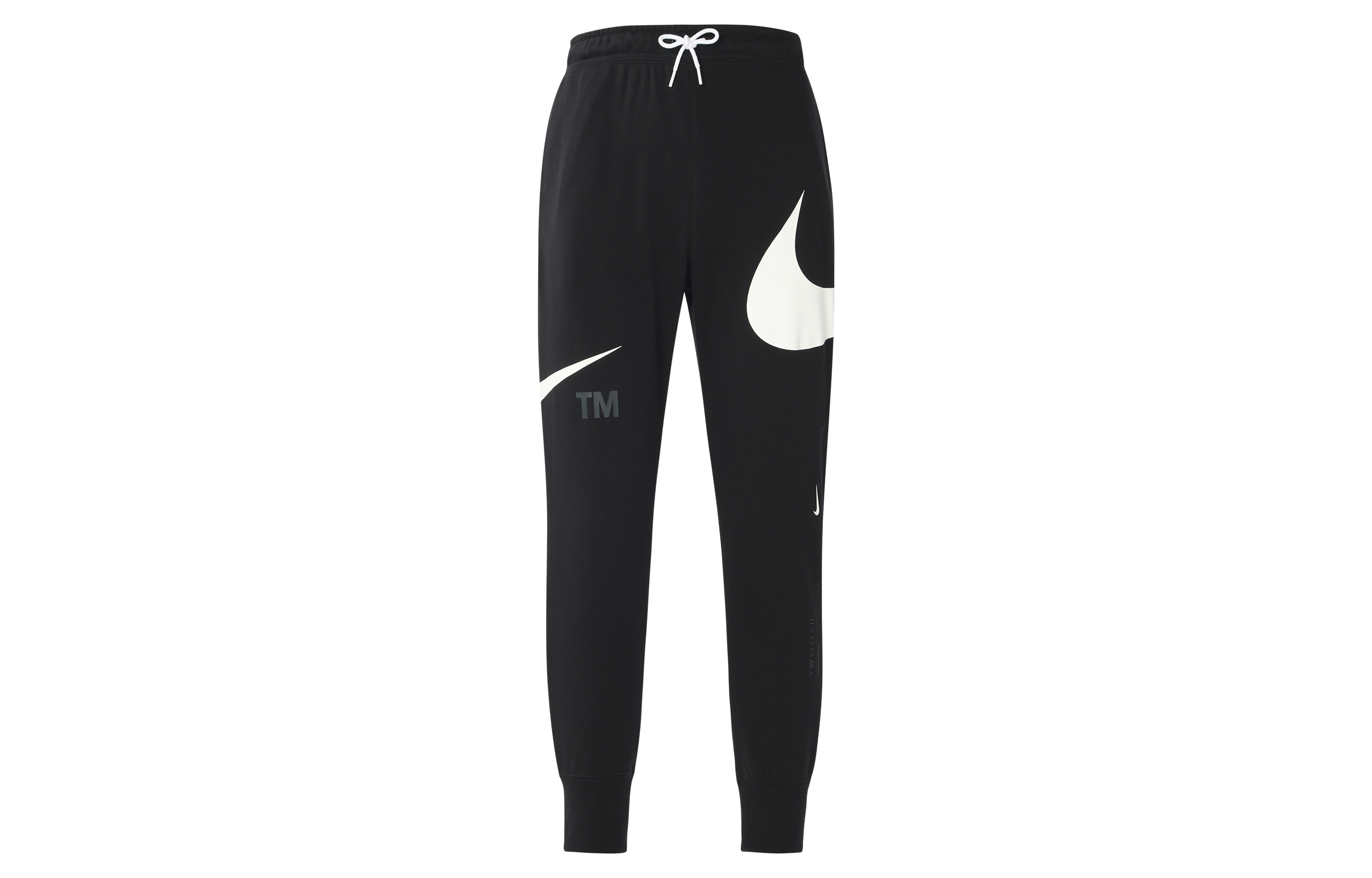 Nike Black Jogger Knitted Sweatpants with Oversized Swoosh Logo. DD6092-010