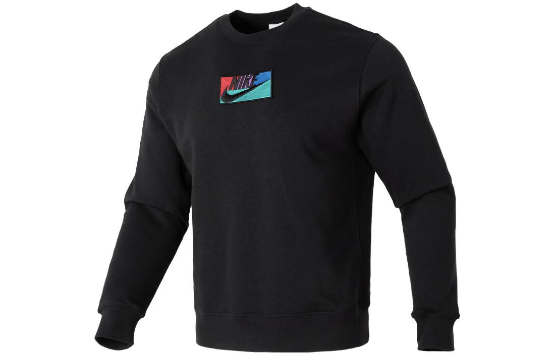 Nike Black Letter Crewneck Long-Sleeve Sweatshirt Casual Style FB8436-010