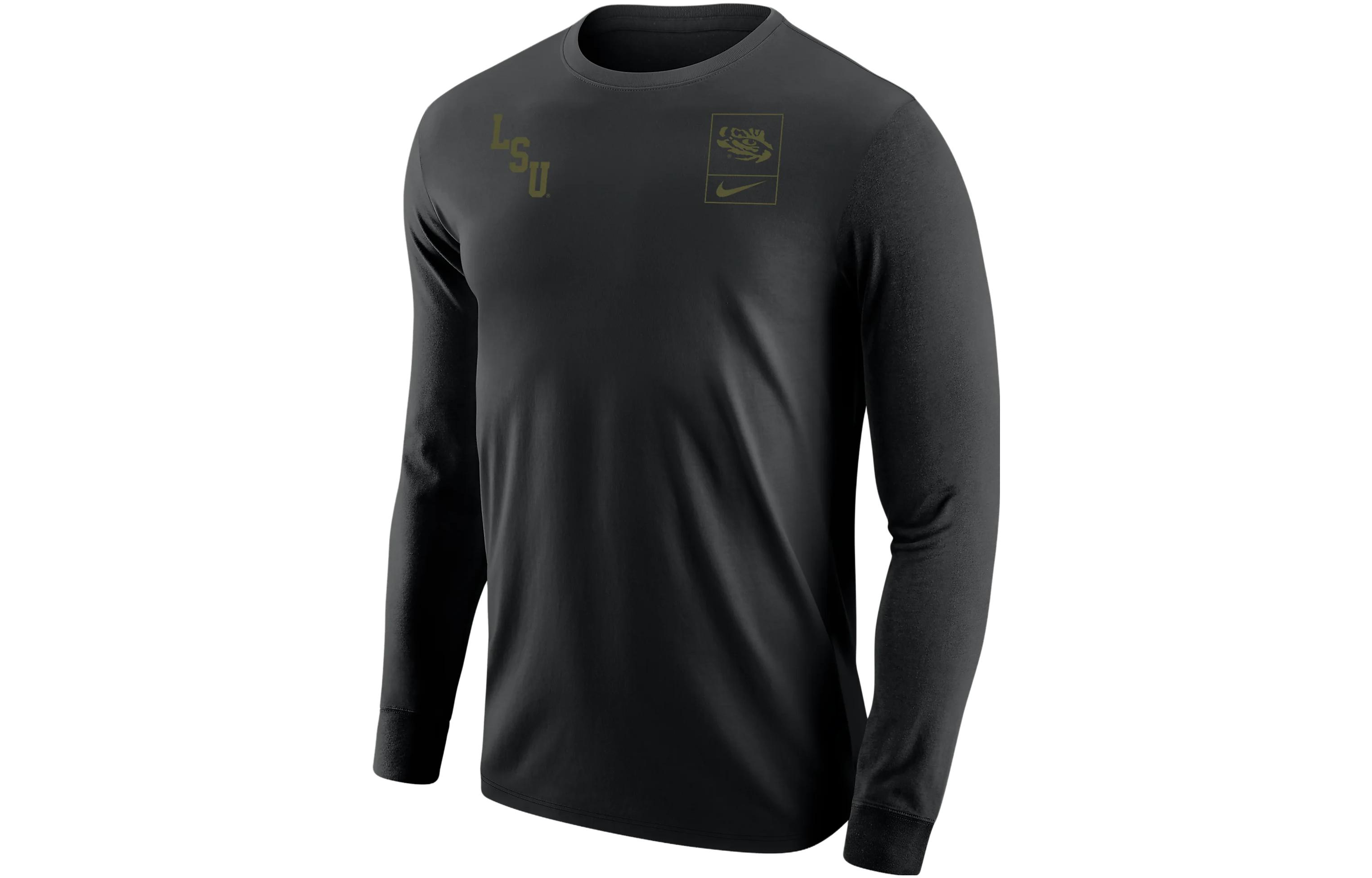 Nike Black Long-Sleeve Crewneck Logo Print T-Shirt M12333P283-LSU