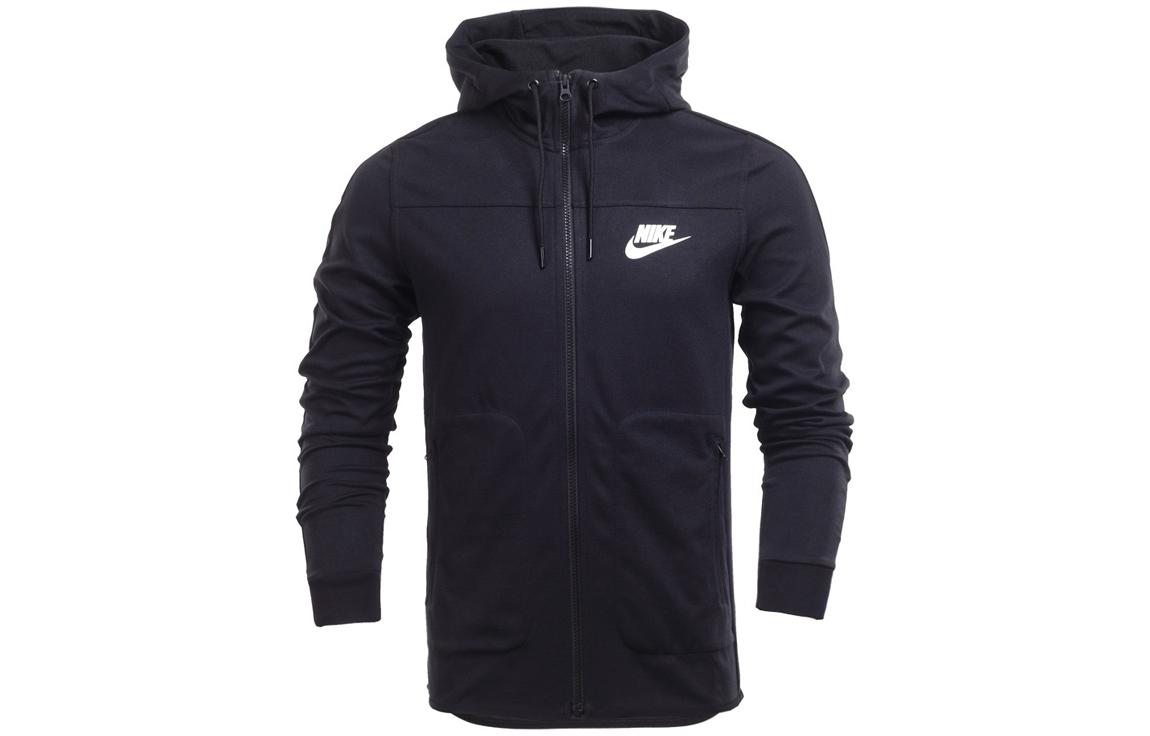 Nike Black Long-Sleeve Hooded Windbreaker Knit Jacket 804853-010