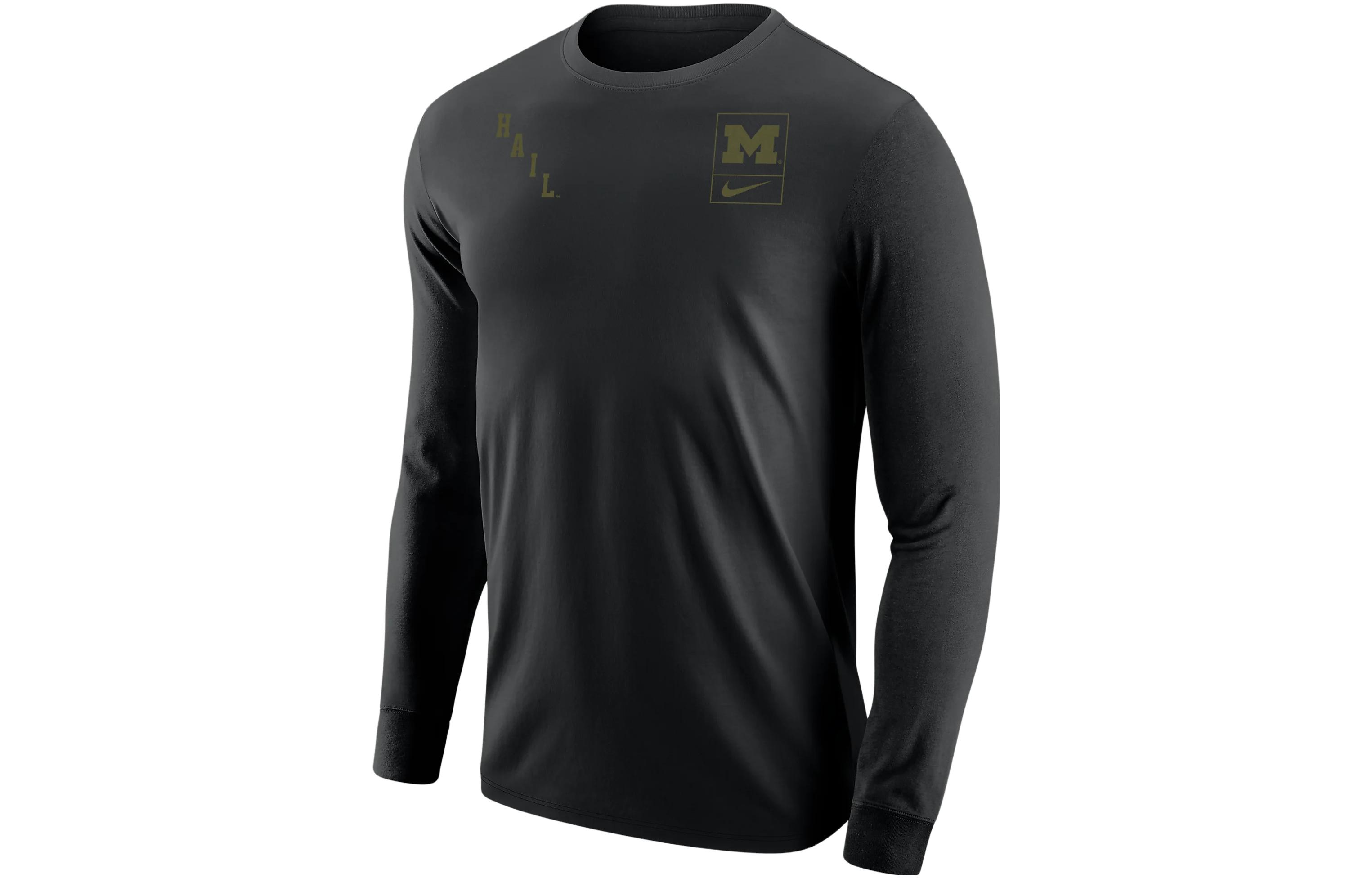 Nike Black Long-Sleeve Tee with Letter Print Crewneck Design M12333P283-MIC