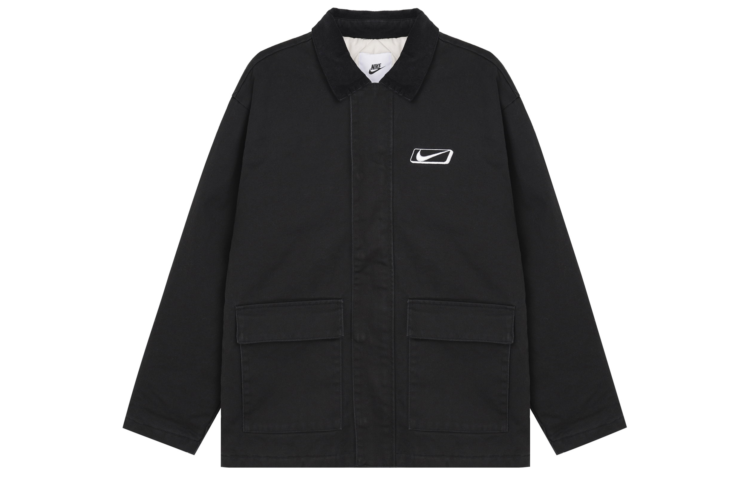 Nike Black Loose-Fit Long-Sleeve Workwear Jacket with Logo Print HQ2953-010