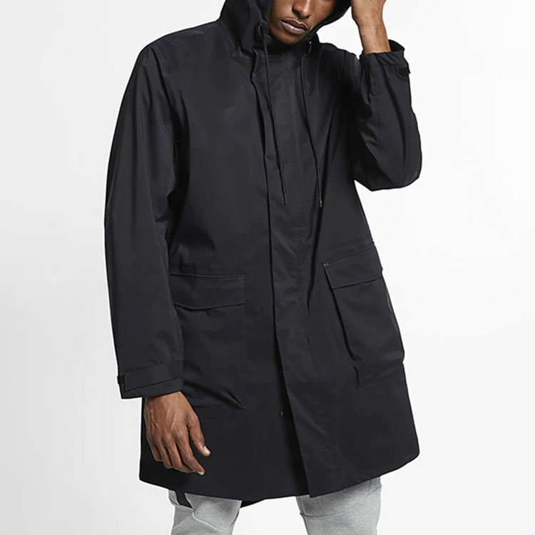 Nike Black Mid-Length Hooded Windbreaker Jacket Casual Sportswear AV8271-010 圖 3