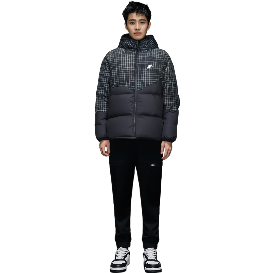 Sizing 耐克黑色绗缝连帽羽绒服冬季运动装 DD6964-010