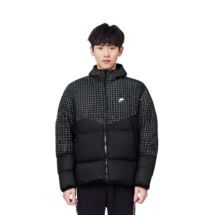 Cheap 耐克黑色绗缝连帽羽绒服冬季运动装 DD6964-010